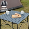 Portal Lightweight Aluminum Folding Square Table Roll Up Top 4 People Compact Table with Carry Bag for Camping, Picnic, Backyards, BBQ, Silver(Dark Gray)