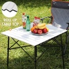Portal Lightweight Aluminum Folding Square Table Roll Up Top 4 People Compact Table with Carry Bag for Camping, Picnic, Backyards, BBQ, Silver(Silver)