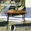 Portal Outdoor Folding Portable Picnic Camping Table with Adjustable Height Aluminum Roll Up Table Top Mesh Layer, Silver(Brown)