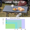 Portal Outdoor Folding Portable Picnic Camping Table with Adjustable Height Aluminum Roll Up Table Top Mesh Layer, Silver(Dark Gray)