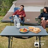 Portal Outdoor Folding Portable Picnic Camping Table with Adjustable Height Aluminum Roll Up Table Top Mesh Layer, Silver(Dark Gray)