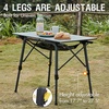 Portal Outdoor Folding Portable Picnic Camping Table with Adjustable Height Aluminum Roll Up Table Top Mesh Layer, Silver(Dark Gray)