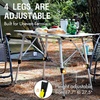 Portal Outdoor Folding Portable Picnic Camping Table with Adjustable Height Aluminum Roll Up Table Top Mesh Layer, Silver(Silver)