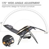 Portal Portable Zero Gravity Chair, Lounge Chair Outdoor Oversized Zero Gravity Chair Folding Lounge Chair with Adjustable Pillows and Cup Holder for Poolside and Lawn, Support 350lbs, Black, 1Pack(Grey)