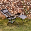 Portal Portable Zero Gravity Chair, Lounge Chair Outdoor Oversized Zero Gravity Chair Folding Lounge Chair with Adjustable Pillows and Cup Holder for Poolside and Lawn, Support 350lbs, Black, 1Pack(Grey)