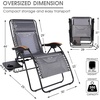 Portal Portable Zero Gravity Chair, Lounge Chair Outdoor Oversized Zero Gravity Chair Folding Lounge Chair with Adjustable Pillows and Cup Holder for Poolside and Lawn, Support 350lbs, Black, 1Pack(Grey)