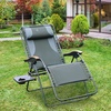 Portal Portable Zero Gravity Chair, Lounge Chair Outdoor Oversized Zero Gravity Chair Folding Lounge Chair with Adjustable Pillows and Cup Holder for Poolside and Lawn, Support 350lbs, Black, 1Pack(Grey/Green)