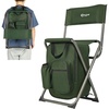 Portal Backpack Cooler Chair 2 Pack Fishing Chairs with Backrest Folding Camping Stool Compact for Outdoors Hiking Hunting Travel, Supports 225 lbs Capacity(Green)