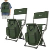 Portal Backpack Cooler Chair 2 Pack Fishing Chairs with Backrest Folding Camping Stool Compact for Outdoors Hiking Hunting Travel, Supports 225 lbs Capacity(2 Pack_green)
