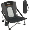Portal Beach Chairs for Adults Camping Low Lightweight Portable Chair with Cup Holder Mesh Back Carry Bag for Outdoor Sand Lawn Travel Picnic Festival Concert(Black)