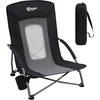 Portal Beach Chairs for Adults Camping Low Lightweight Portable Chair with Cup Holder Mesh Back Carry Bag for Outdoor Sand Lawn Travel Picnic Festival Concert(Black-1 Pck)
