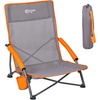 Portal Beach Chairs for Adults Camping Low Lightweight Portable Chair with Cup Holder Mesh Back Carry Bag for Outdoor Sand Lawn Travel Picnic Festival Concert(Teslin Grey-1 Pack)