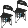 Portal Extra Large Quick Folding Tripod Stool with Backrest Fishing Camping Chair with Carry Strap(2 Pack Black)