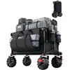Portal Heavy-Duty Folding Wagon Cart, Large Collapsible Utility Wagon with All-Terrain Wheels for Beach, Camping, Garden & Grocery(Black)