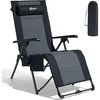 Portal Portable Zero Gravity Chair, Lounge Chair Outdoor Oversized Zero Gravity Chair Folding Lounge Chair with Adjustable Pillows and Cup Holder for Poolside and Lawn, Support 350lbs, Black, 1Pack(Black)