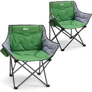 Portal 32″ Oversized Camping Chair, Foldable Heavy Duty 350 lb Padded Ergonomic Seat for Big & Tall Adults, Pinch-Free Extra Wide Design Featuring Cup Holder & Carry Bag for Fishing, Lawn & Sidelines(Green)
