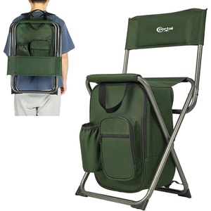 Portal Backpack Cooler Chair 2 Pack Fishing Chairs with Backrest Folding Camping Stool Compact for Outdoors Hiking Hunting Travel, Supports 225 lbs Capacity(Green)