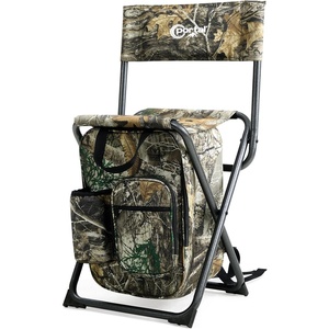 Portal Backpack Cooler Chair 2 Pack Fishing Chairs with Backrest Folding Camping Stool Compact for Outdoors Hiking Hunting Travel, Supports 225 lbs Capacity(Camo)