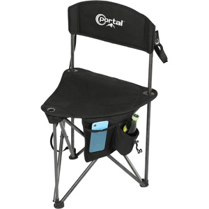 Portal Extra Large Quick Folding Tripod Stool with Backrest Fishing Camping Chair with Carry Strap(Black)