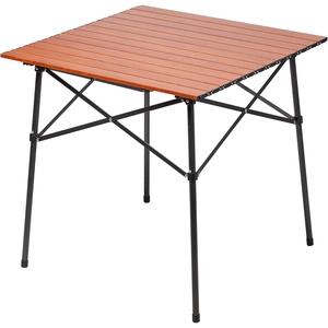 Portal Lightweight Aluminum Folding Square Table Roll Up Top 4 People Compact Table with Carry Bag for Camping, Picnic, Backyards, BBQ, Silver(Brown)
