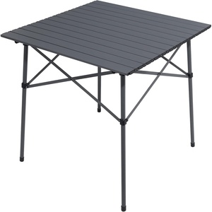 Portal Lightweight Aluminum Folding Square Table Roll Up Top 4 People Compact Table with Carry Bag for Camping, Picnic, Backyards, BBQ, Silver(Dark Gray)