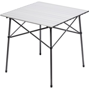 Portal Lightweight Aluminum Folding Square Table Roll Up Top 4 People Compact Table with Carry Bag for Camping, Picnic, Backyards, BBQ, Silver(Silver)
