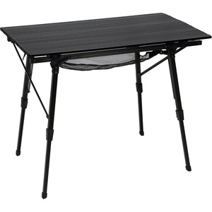 Portal Outdoor Folding Portable Picnic Camping Table with Adjustable Height Aluminum Roll Up Table Top Mesh Layer, Silver(Black)