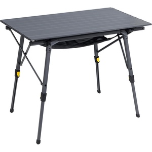 Portal Outdoor Folding Portable Picnic Camping Table with Adjustable Height Aluminum Roll Up Table Top Mesh Layer, Silver(Dark Gray)