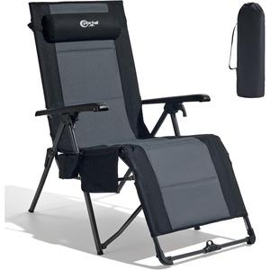 Portal Portable Zero Gravity Chair, Lounge Chair Outdoor Oversized Zero Gravity Chair Folding Lounge Chair with Adjustable Pillows and Cup Holder for Poolside and Lawn, Support 350lbs, Black, 1Pack(Black)