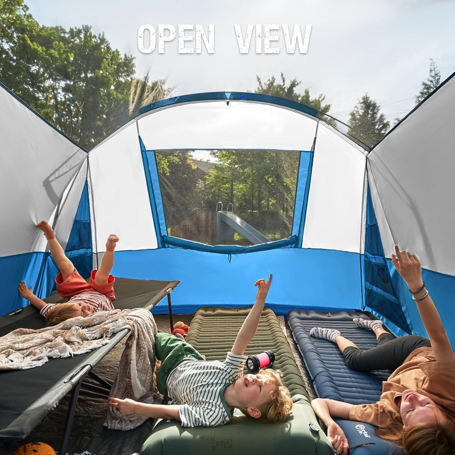 image:imagePORTAL 6810 Person Family Camping Tent with Screen Room Water Resistant Big Tunnel Tents with Rainfly Large Family Tent for Camping Outdoor PatioBlue