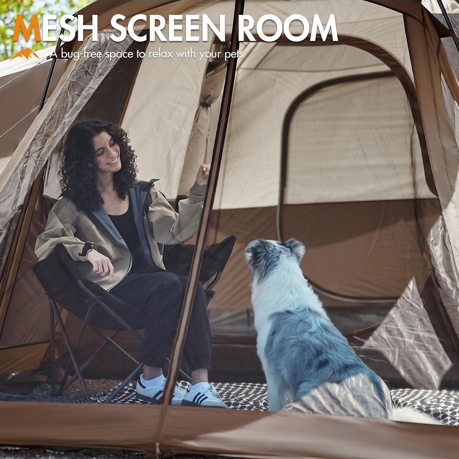 image:imagePORTAL 6810 Person Family Camping Tent with Screen Room Water Resistant Big Tunnel Tents with Rainfly Large Family Tent for Camping Outdoor PatioBrown