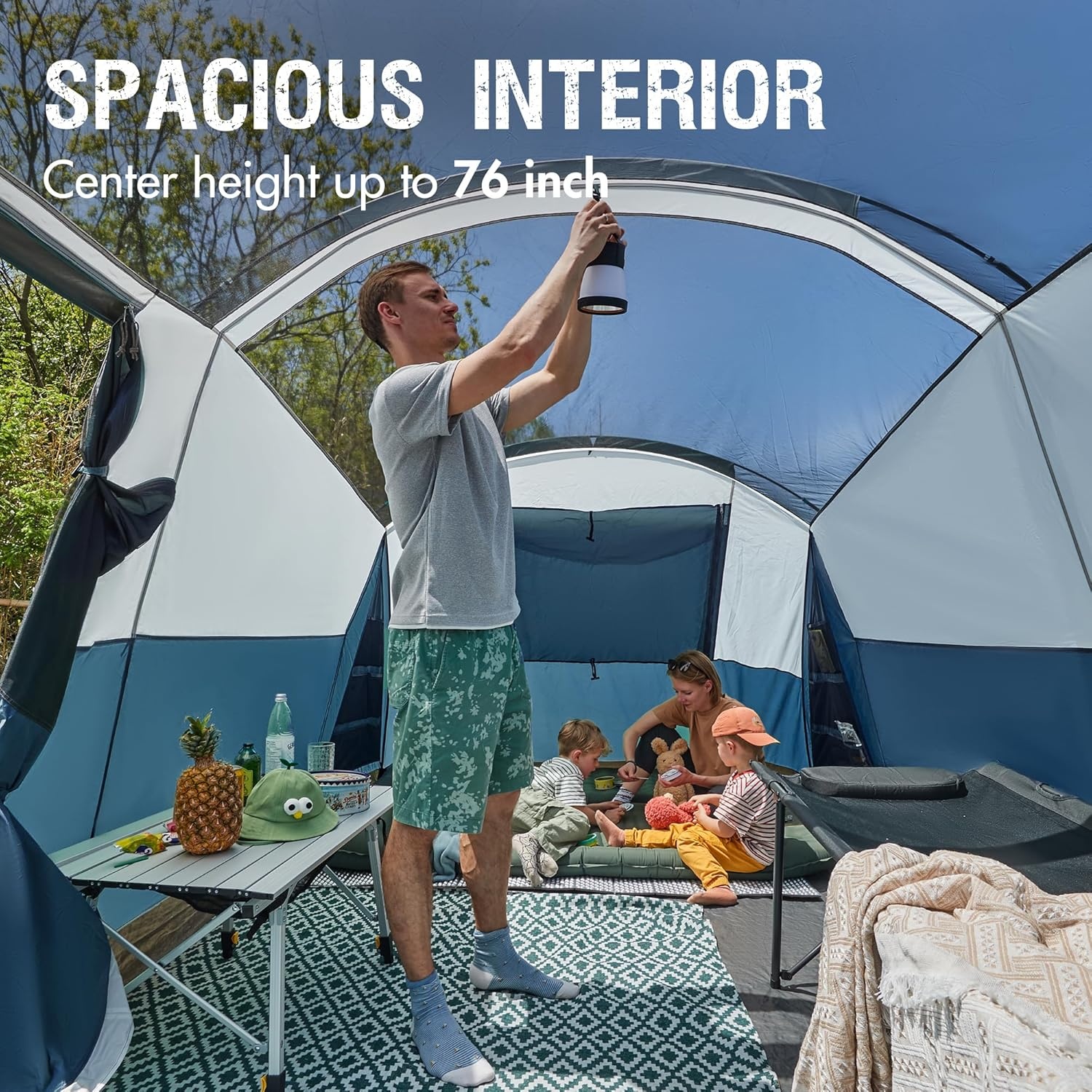 image:imagePORTAL 6810 Person Family Camping Tent with Screen Room Water Resistant Big Tunnel Tents with Rainfly Large Family Tent for Camping Outdoor PatioDark Blue