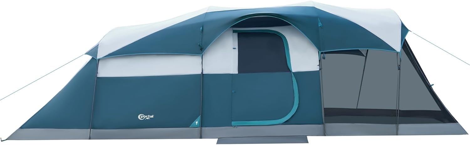 image:imagePORTAL 6810 Person Family Camping Tent with Screen Room Water Resistant Big Tunnel Tents with Rainfly Large Family Tent for Camping Outdoor PatioDark Blue