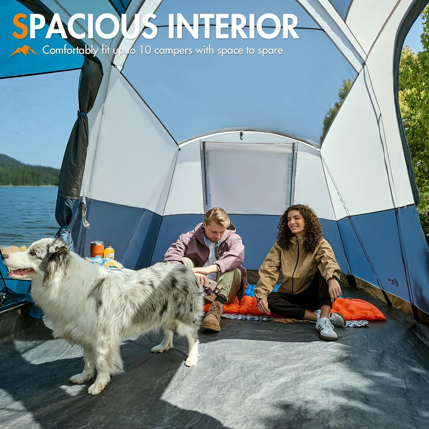 image:imagePORTAL 6810 Person Family Camping Tent with Screen Room Water Resistant Big Tunnel Tents with Rainfly Large Family Tent for Camping Outdoor PatioDark Blue