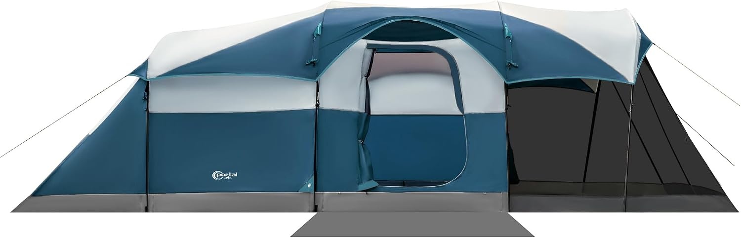 image:imagePORTAL 6810 Person Family Camping Tent with Screen Room Water Resistant Big Tunnel Tents with Rainfly Large Family Tent for Camping Outdoor PatioDark Blue