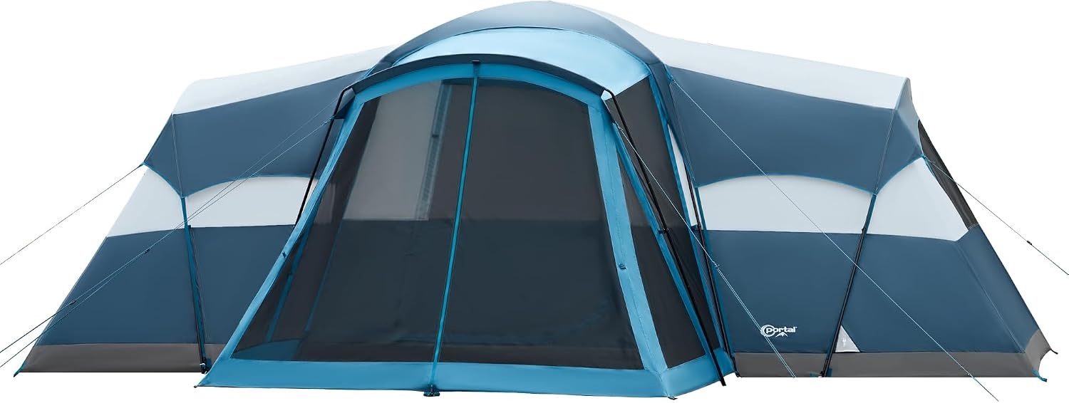 image:imagePORTAL 6810 Person Family Camping Tent with Screen Room Water Resistant Big Tunnel Tents with Rainfly Large Family Tent for Camping Outdoor PatioDark Blue