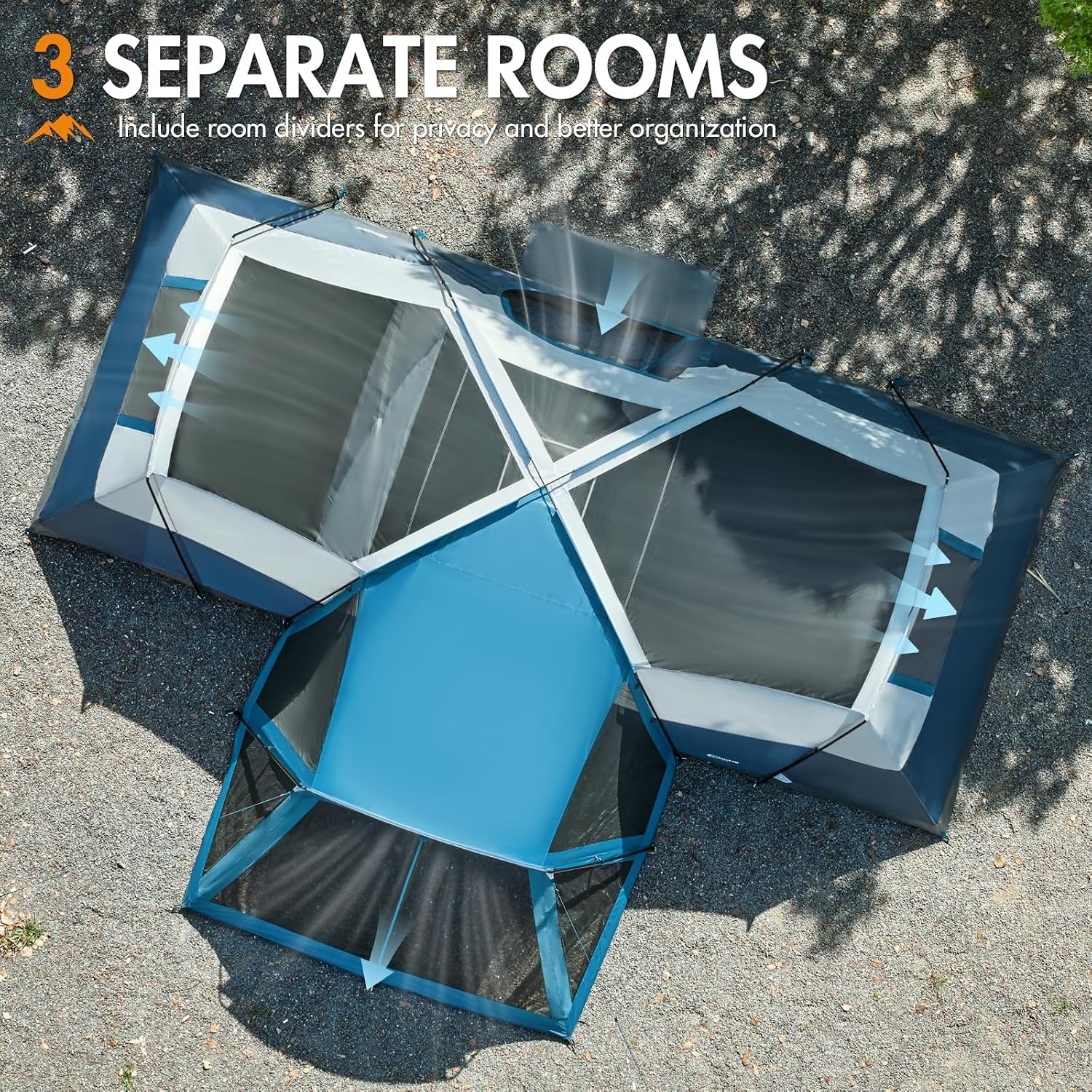 image:imagePORTAL 6810 Person Family Camping Tent with Screen Room Water Resistant Big Tunnel Tents with Rainfly Large Family Tent for Camping Outdoor PatioDark Blue