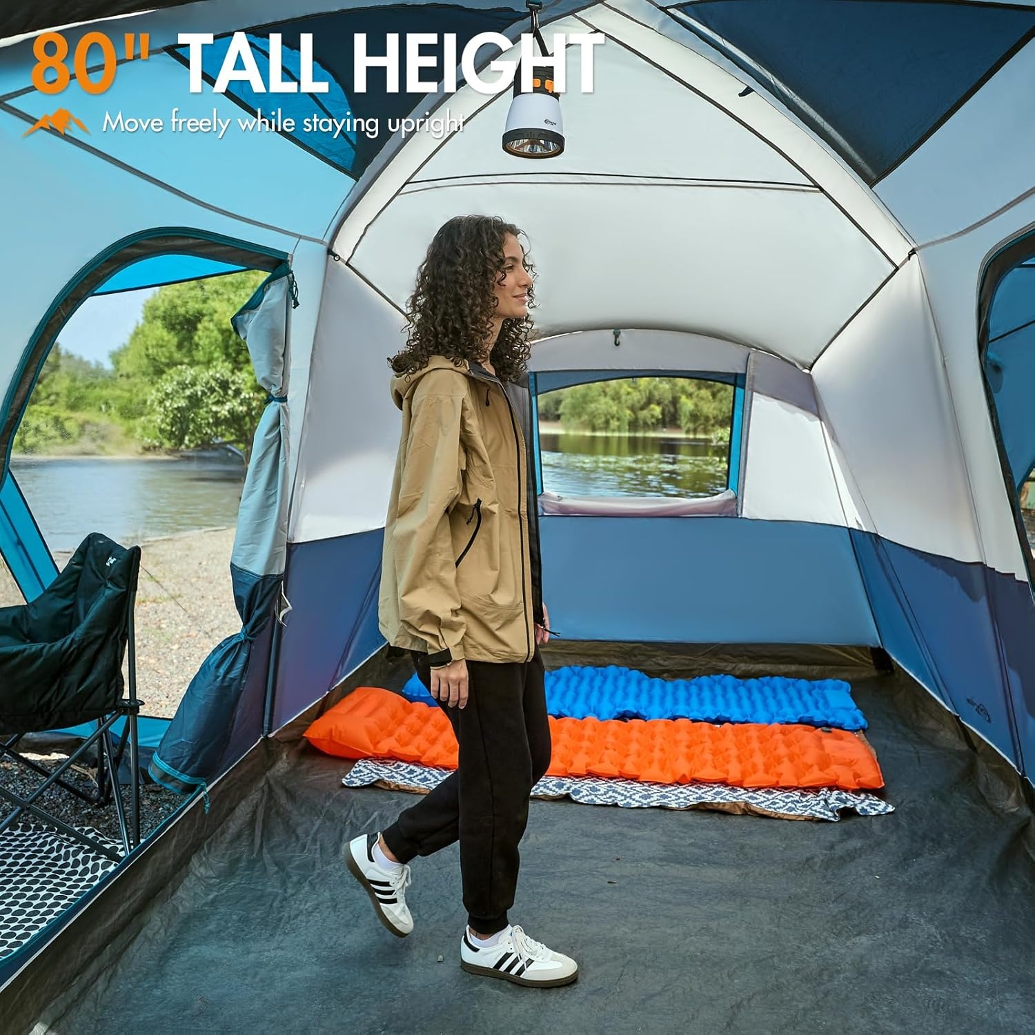 image:imagePORTAL 6810 Person Family Camping Tent with Screen Room Water Resistant Big Tunnel Tents with Rainfly Large Family Tent for Camping Outdoor PatioDark Blue