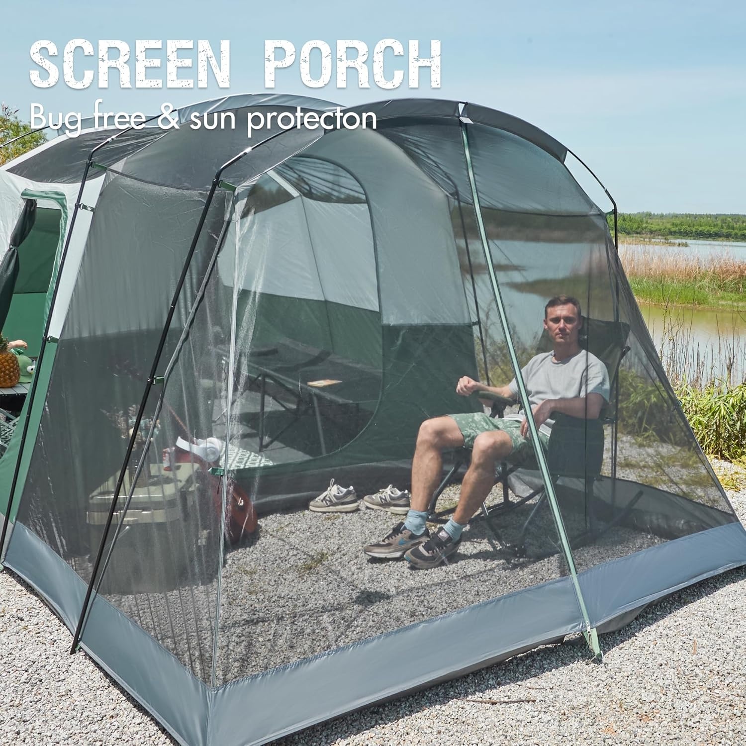 image:imagePORTAL 6810 Person Family Camping Tent with Screen Room Water Resistant Big Tunnel Tents with Rainfly Large Family Tent for Camping Outdoor PatioGreen