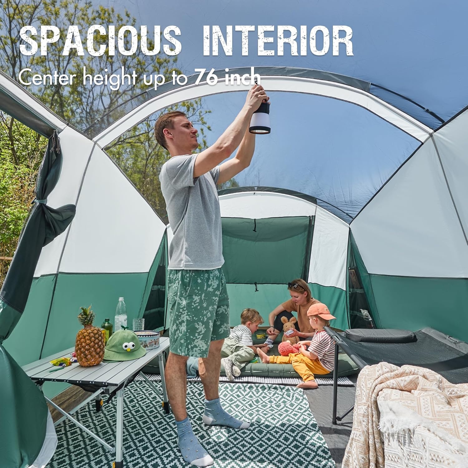 image:imagePORTAL 6810 Person Family Camping Tent with Screen Room Water Resistant Big Tunnel Tents with Rainfly Large Family Tent for Camping Outdoor PatioGreen