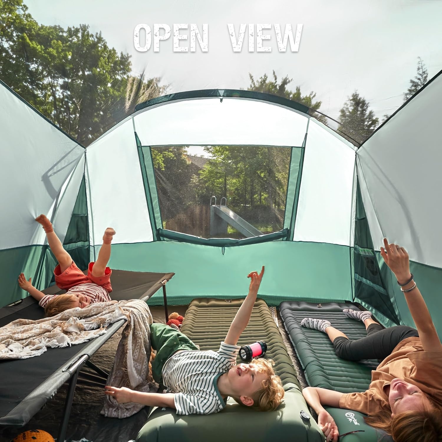 image:imagePORTAL 6810 Person Family Camping Tent with Screen Room Water Resistant Big Tunnel Tents with Rainfly Large Family Tent for Camping Outdoor PatioGreen