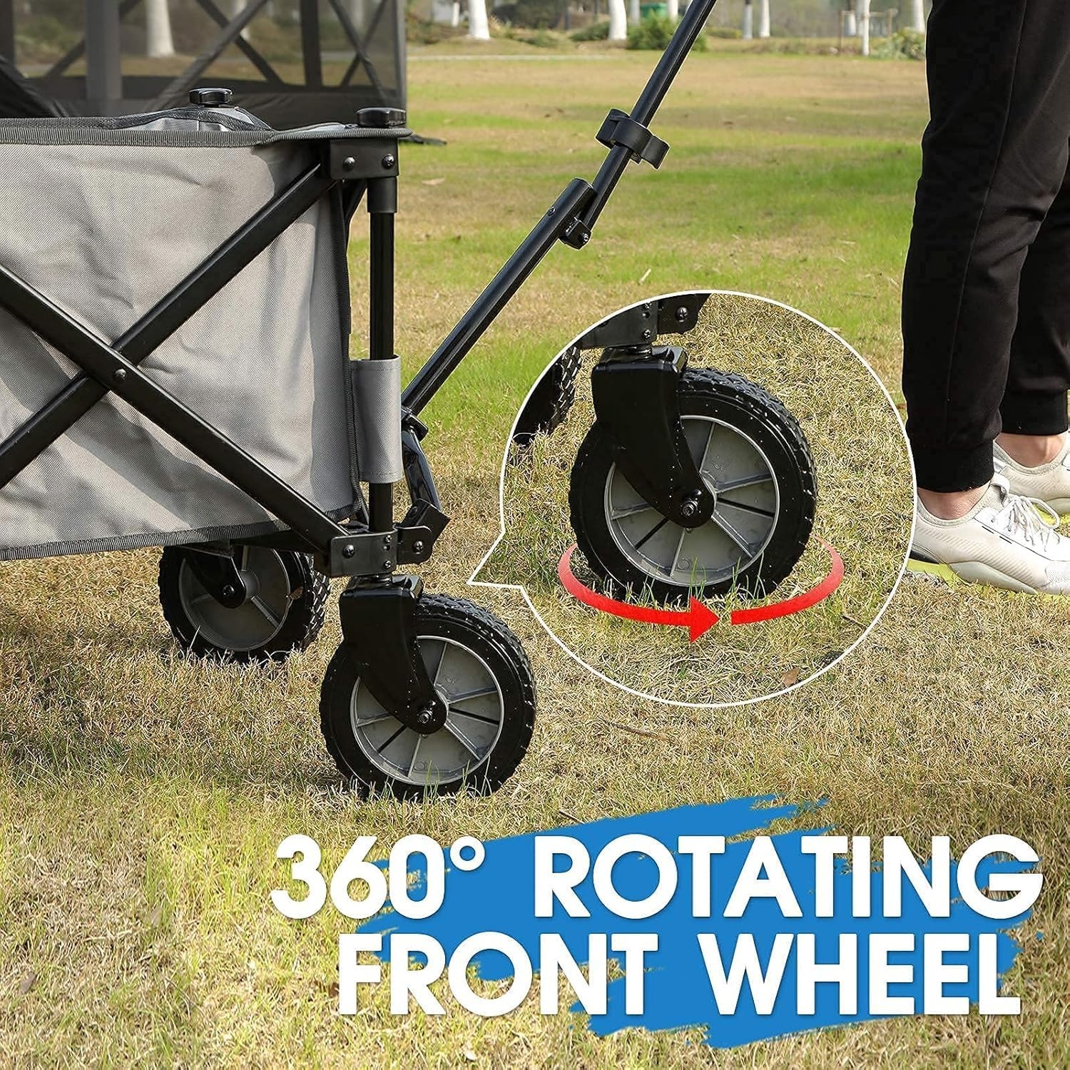 image:imagePortal Collapsible Wagon Cart Heavy Duty Foldable Wagons Carts with Wheels Folding Utility Wagon for Camping Shopping Garden Sports Beach