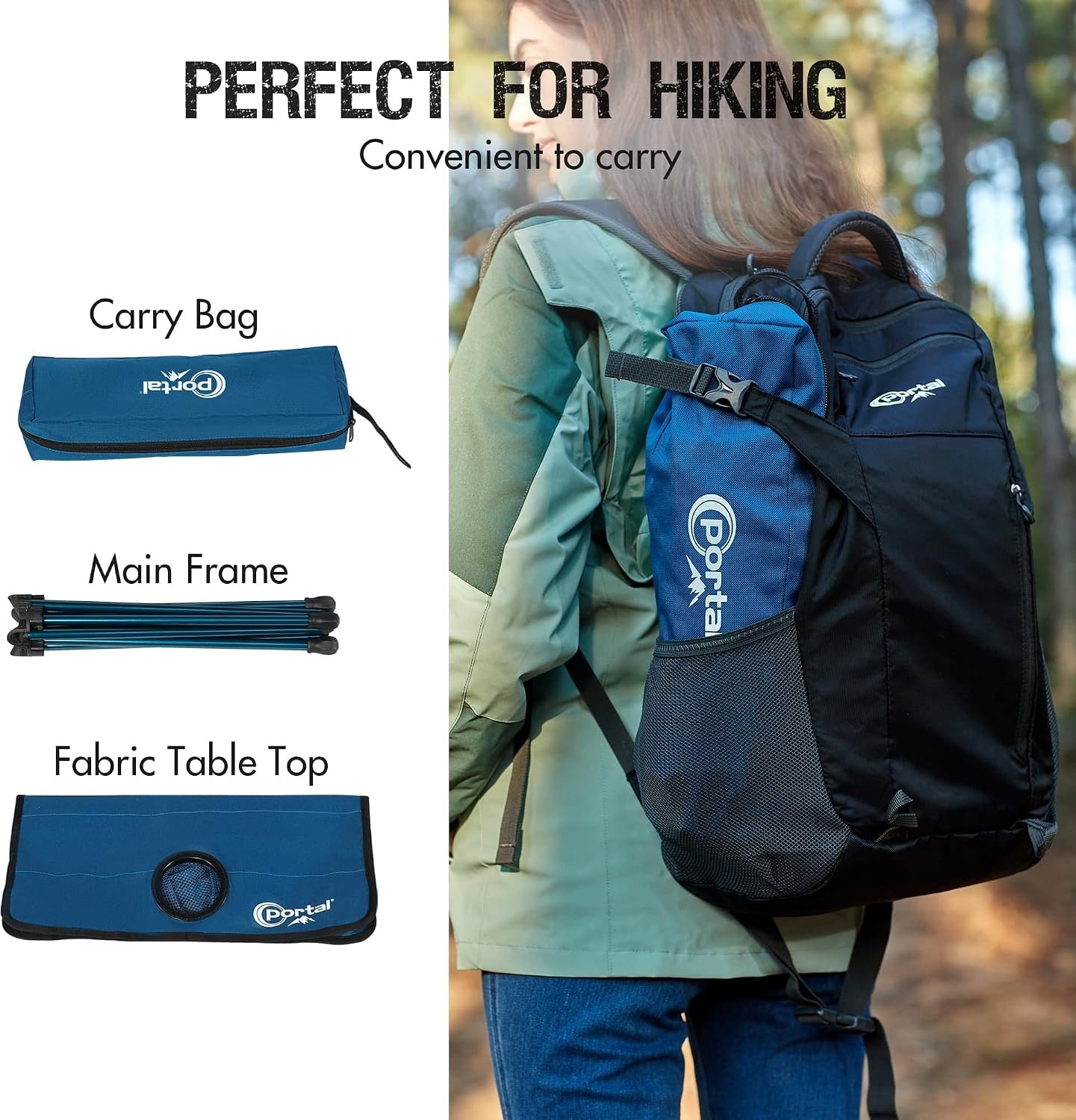 image:imagePortal Folding Camping Table Ultralight Compact Aluminum Mesh Table with Carrying Bag Small Beach Table Foldable Portable for Sand Outdoor Picnic Camp Boat Travel Blue