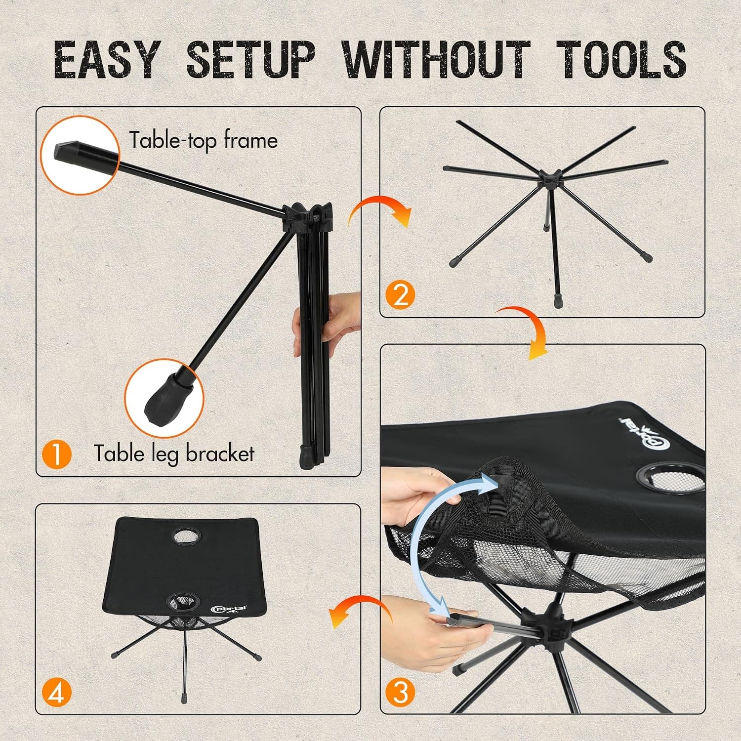 image:imagePortal Folding Camping Table Ultralight Compact Aluminum Mesh Table with Carrying Bag Small Beach Table Foldable Portable for Sand Outdoor Picnic Camp Boat Travel Black