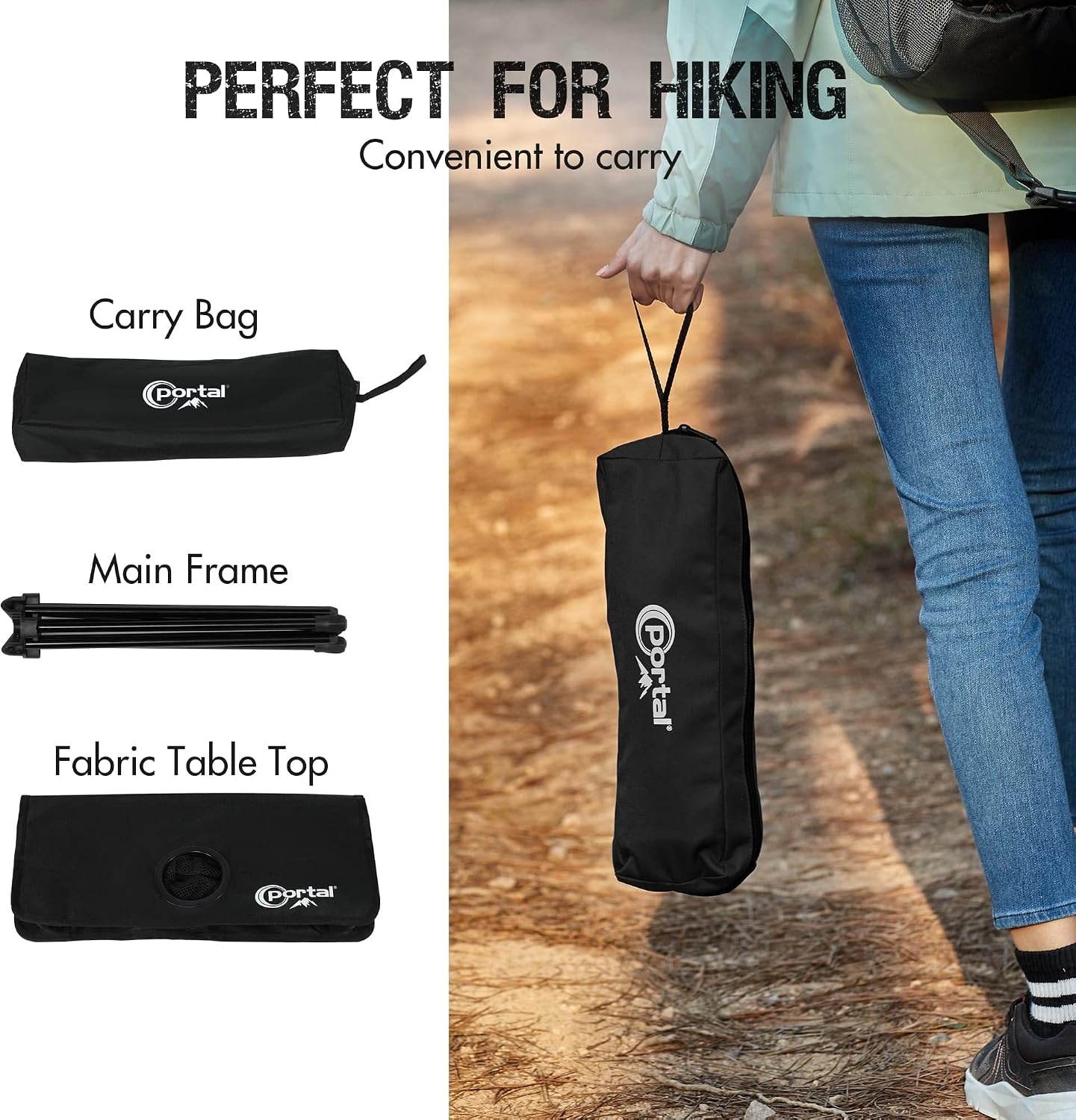 image:imagePortal Folding Camping Table Ultralight Compact Aluminum Mesh Table with Carrying Bag Small Beach Table Foldable Portable for Sand Outdoor Picnic Camp Boat Travel Black