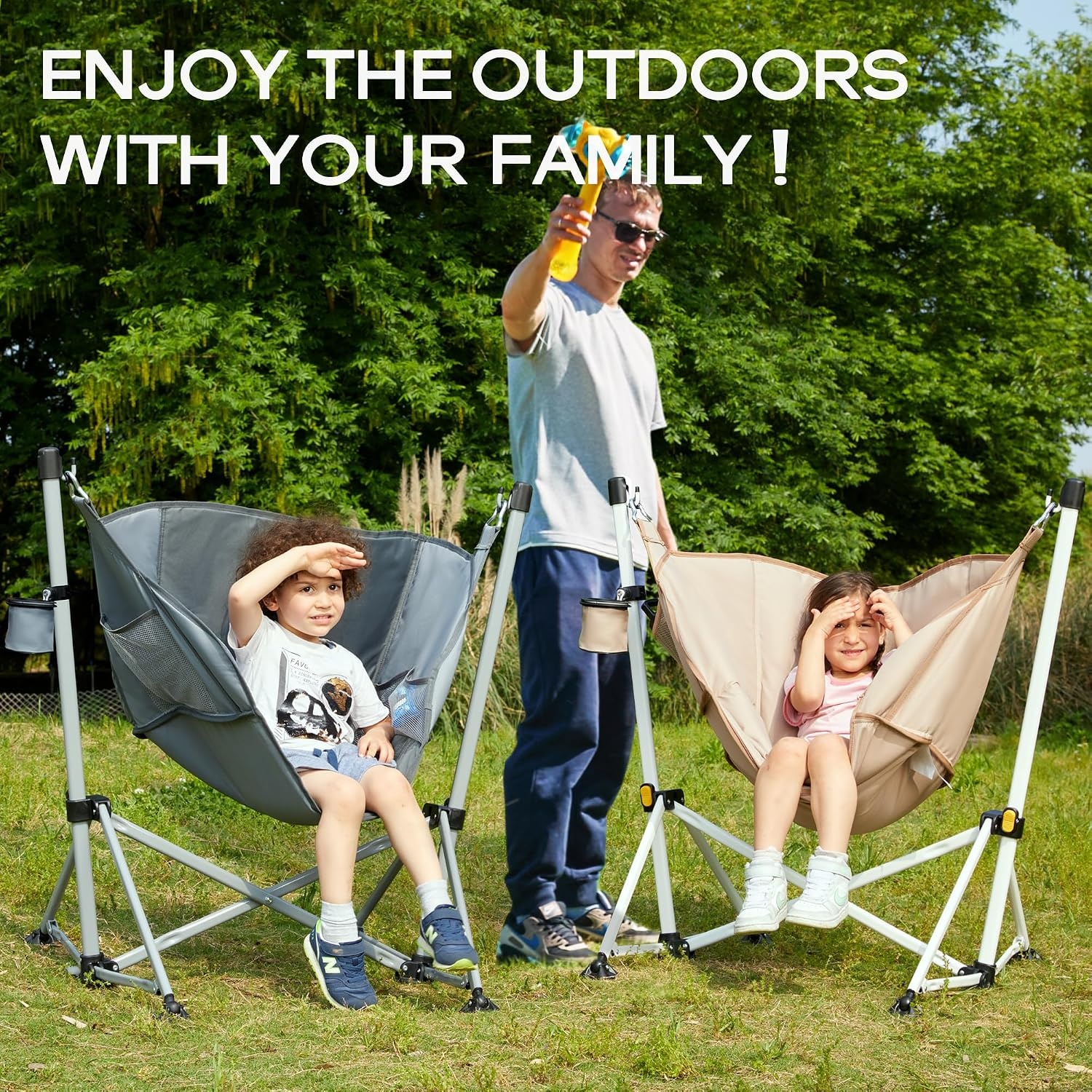 image:imagePortal Hammock Camping Chair Folding Rocking Chair Portable Swinging Chair with Cup Holder for Outdoor Lawn Backyard Patio Car Camp Sports ConcertsSupport 350 lbs Blue1 Packgrey