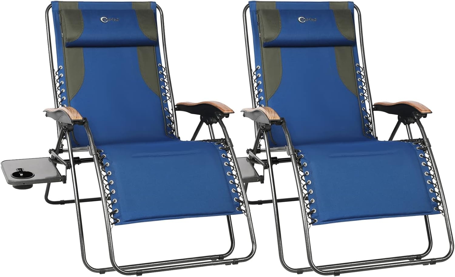 image:imagePortal Oversized Mesh Back Zero Gravity Reclining Patio Chairs XL Padded Seat Folding Patio Lounge Chair with Adjustable Pillows and Cup Holder for Poolside BackyardLawn Support 350lbsGreyBlue