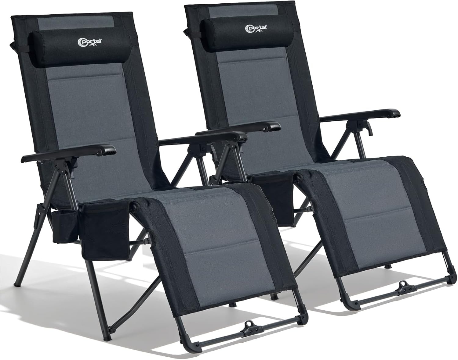 image:imagePortal Oversized Mesh Back Zero Gravity Reclining Patio Chairs XL Padded Seat Folding Patio Lounge Chair with Adjustable Pillows and Cup Holder for Poolside BackyardLawn Support 350lbsBlack