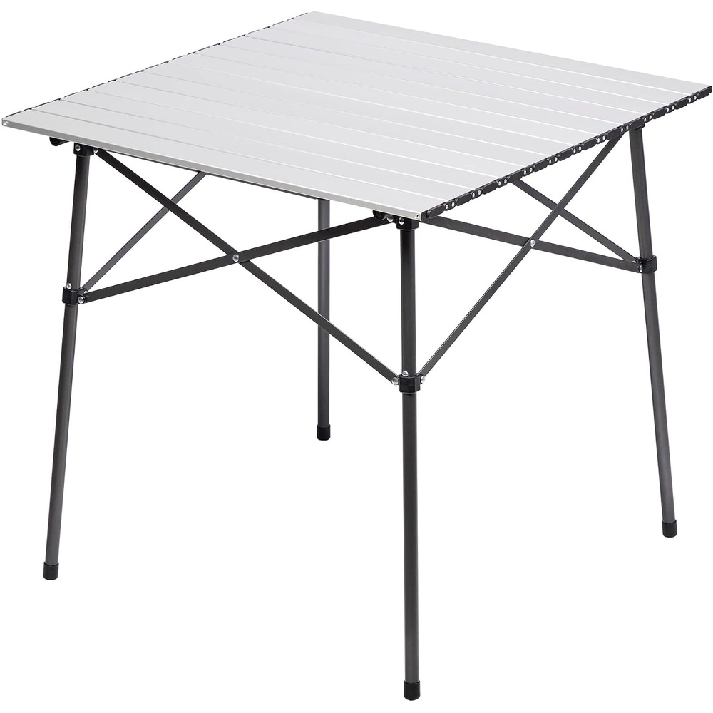 image:imagePORTAL Lightweight Aluminum Folding Square Table Roll Up Top 4 People Compact Table with Carry Bag For Camping Picnic Backyards BBQ White