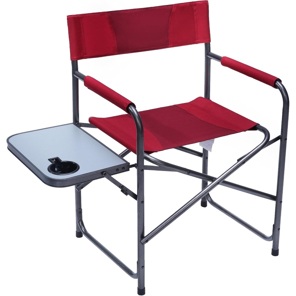 image:imagePortal Directors Chair Camping Chairs for Adults with Side Table Folding Lawn Chairs for Adults Directors Chairs Foldable for Outdoor Chairs for Beach Travel Heavy Duty Supports 300LBS BlueGreyRed